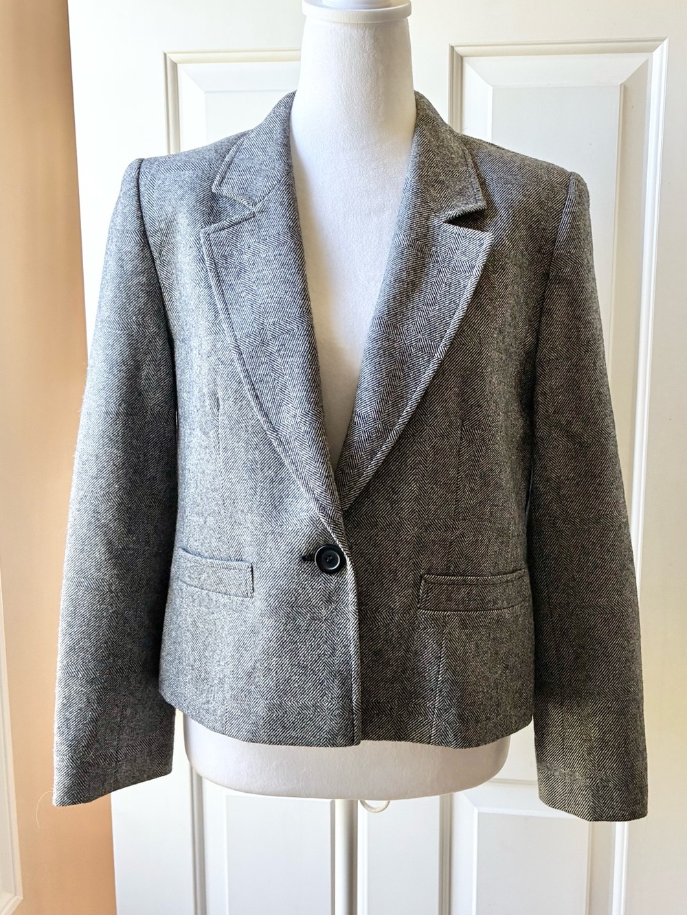 Pendleton Classic Women's 100% Virgin Wool Blazer Jacket Gray Black Size 8P